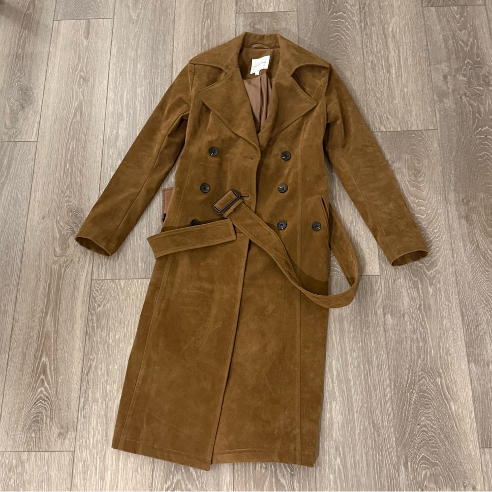 Avec Les Filles Tan Suede Trench Coat